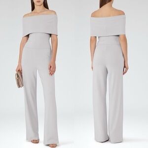 REISS 🩶 Raffi Off-the-Shoulder Jumpsuit, Light Gray, Size 6